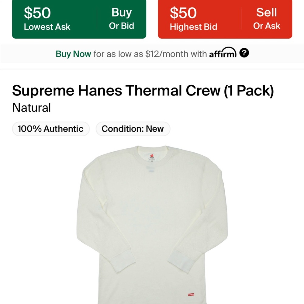 Supreme Hanes Thermal Crew